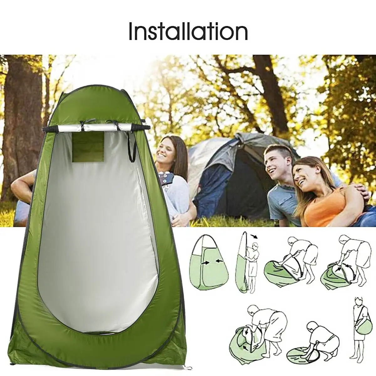 Portable Privacy Shower Toilet Camping Popping Up Tent Camouflage/UV Function Outdoor Dressing Tent/Photography Tent with Bag