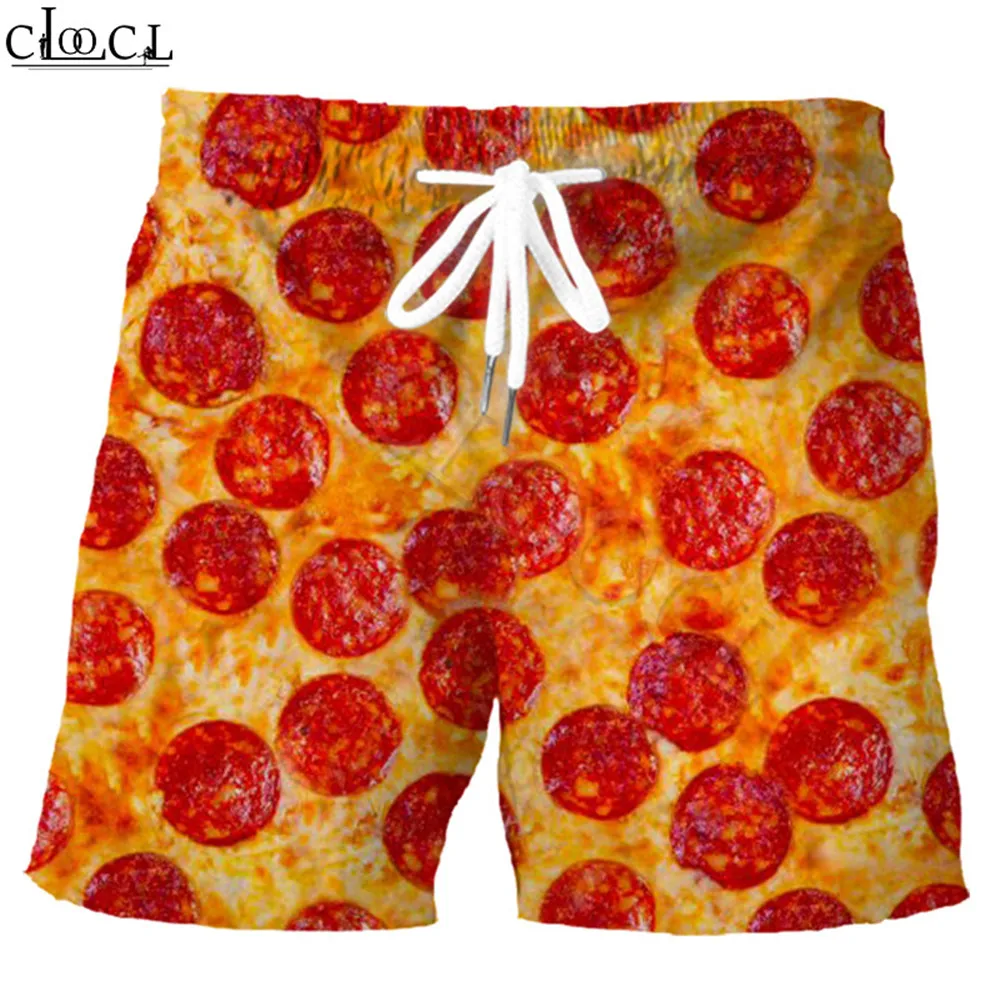 Men Shorts Gourmet Instant Noodles Sausage Pizza 3D Print Sports Shorts Fashion Hip Hop Streetwear Casual Beach Shorts