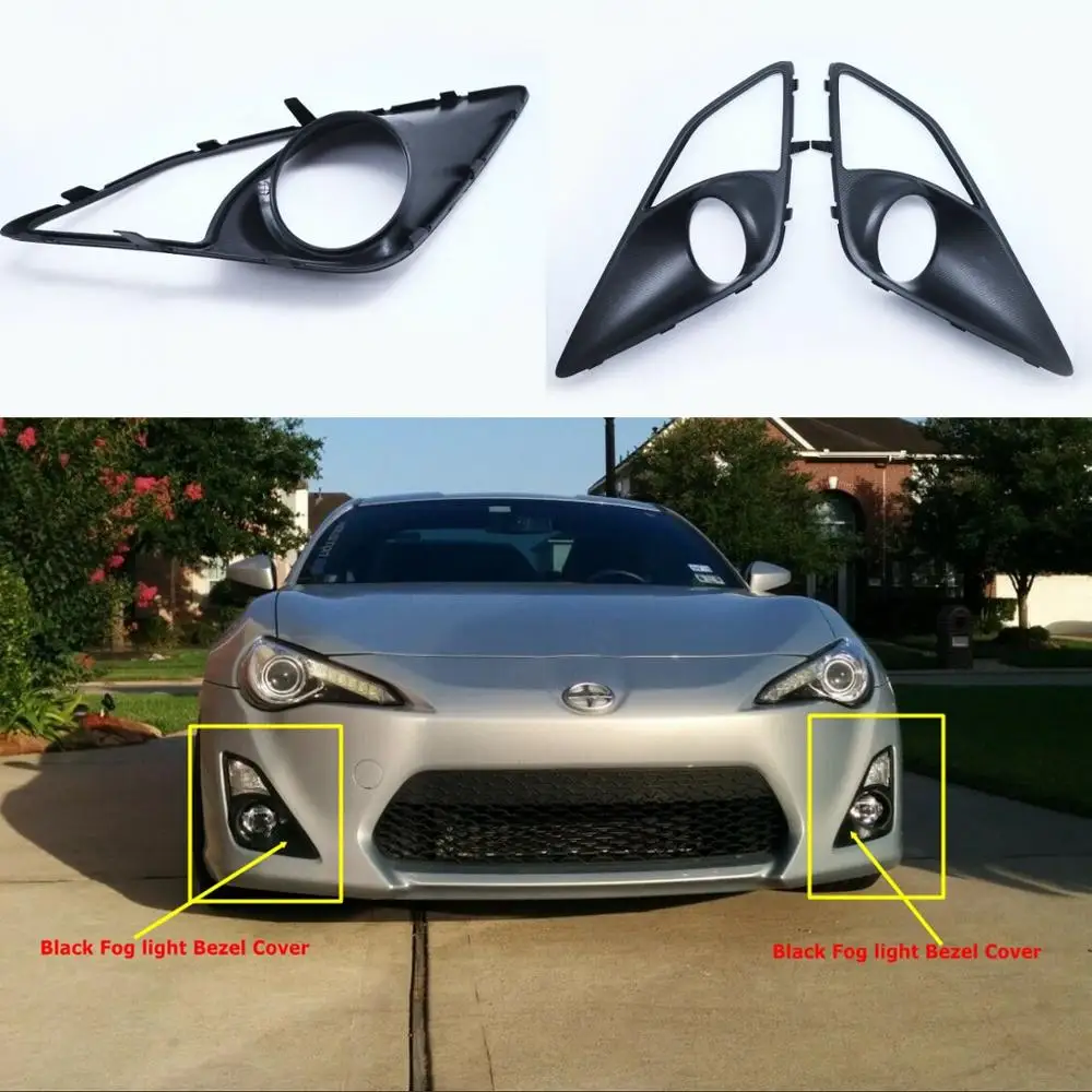 

JanDeNing 2pcs Black Car Front Fog Light Bezel Covers For 2012-2016 Toyota GT86 86