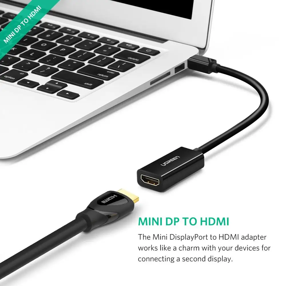 UGREEN Mini DisplayPort to HDMI Adapter Mini DP Male to HDMI Female Thunderbolt 2.0 to HDMI Adapter 4Kx2K/30Hz Mini DP to HDMI