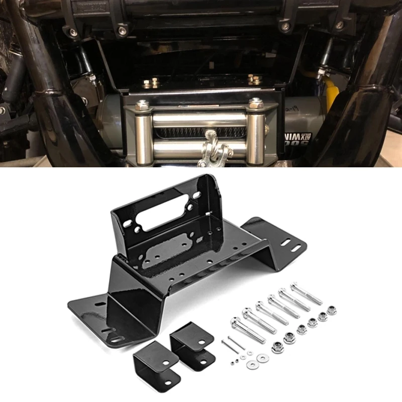 

UTV Accessories For Honda Pioneer 700 700-4 2014-2024 Front Bumper Black Winch Mount Plate Kits Solid Steel Power Coated Black