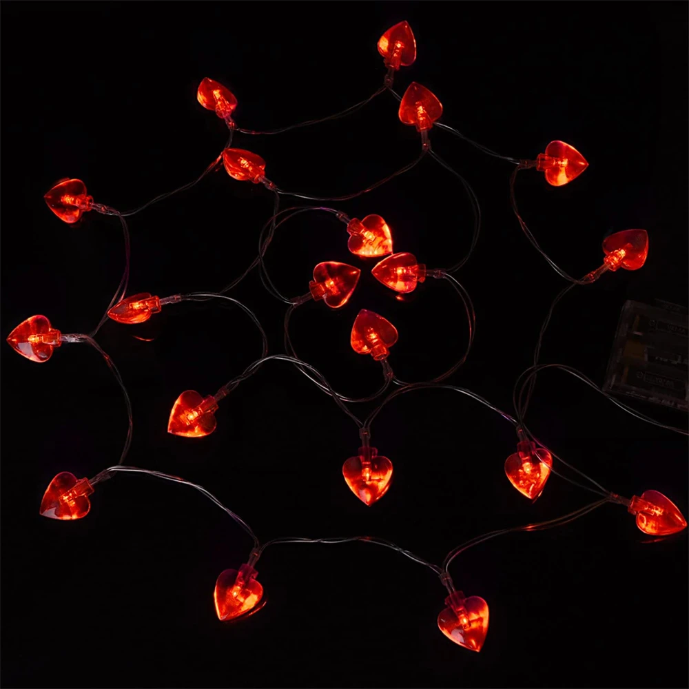 Guirxiété lumineuse en forme de cœur Love Leon à piles, décoration d'intérieur, fête de mariage, anniversaire, 10, 20, 30, 40LED