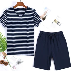 Conjunto de pijamas de algodón 95% para hombre, pantalones cortos de verano, traje de dos piezas, ropa de dormir, pantalones cortos de manga, 4xl talla grande, conjuntos deportivos para el hogar MY455