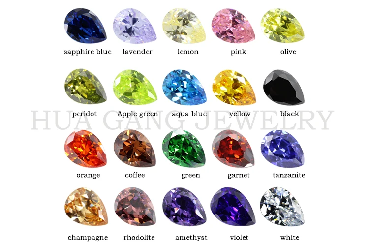 5A Pear Double CheckerBoard Cubic Zirconia Stone Multicolor Brilliant Cut Loose CZ Stones Synthetic Gems Beads For Jewelry
