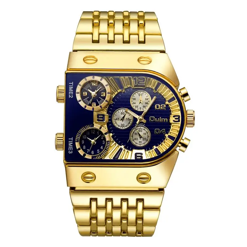 New Sport Gold Steel Watches Men Super Big Large Dial Male Quartz Clock Decorative Compass Luxury Men\'s Wrist Watch