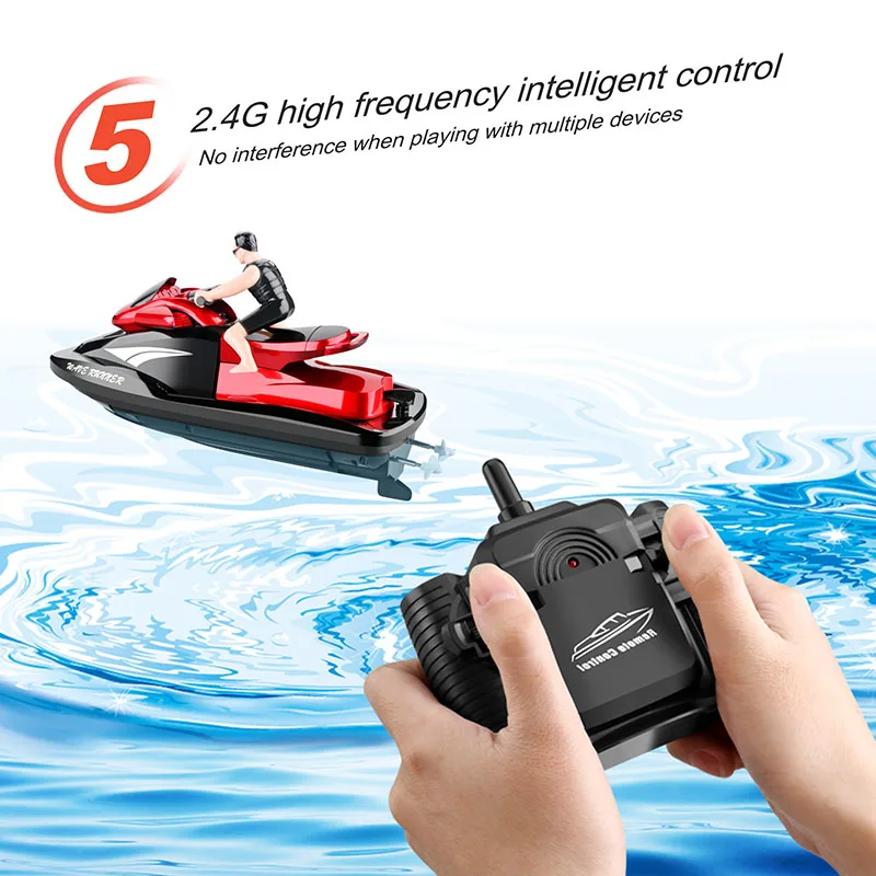 2.4G Afstandsbediening Motorboot Volledig afgedicht Waterdicht 20 km/u Hoge snelheid 100M Controle Dubbele motoraandrijving Elektrische RC Boot Kinderspeelgoed