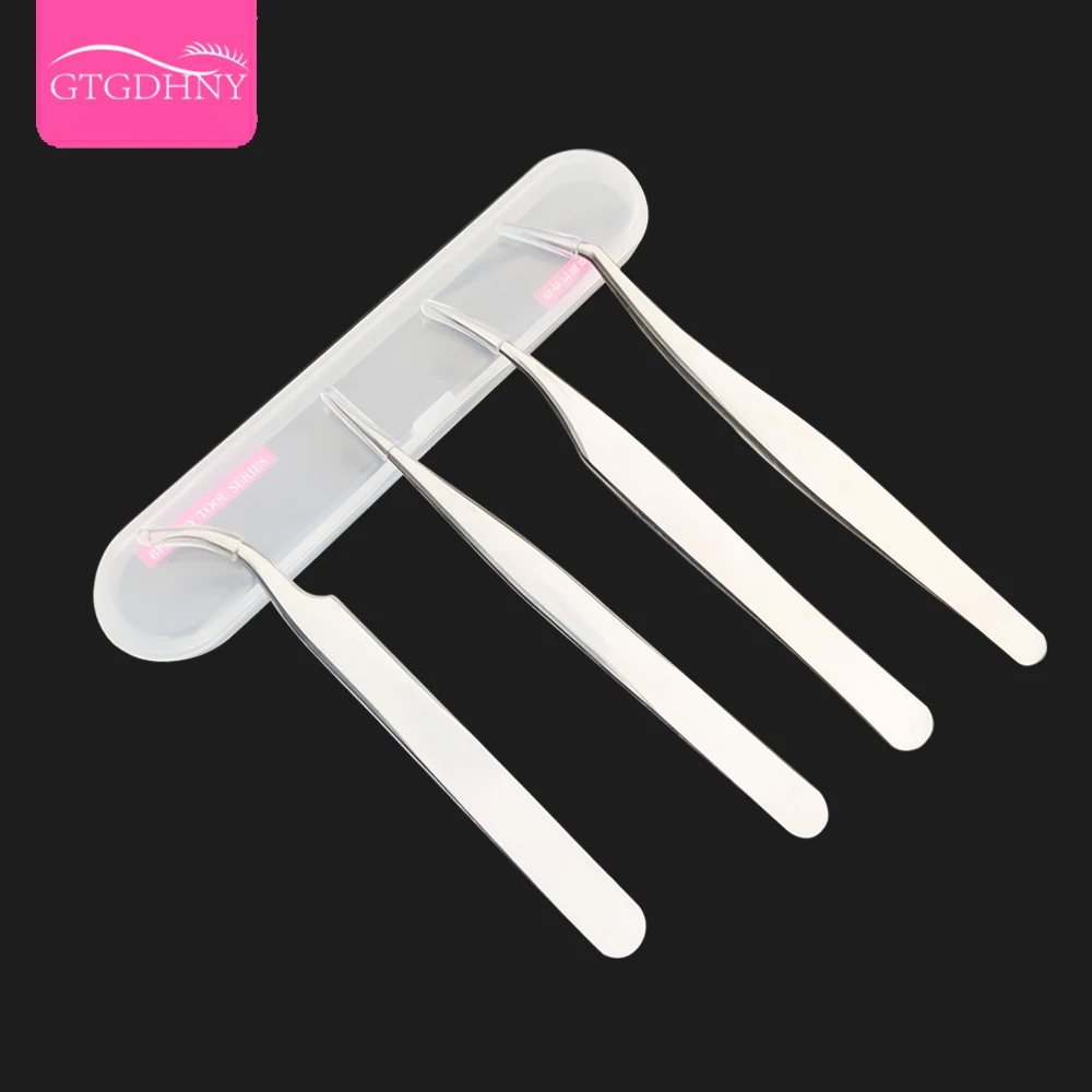 GTGDHNY – faux-cils en acier inoxydable, outils de maquillage professionnels, Extensions de cils, pointe plate, pince à épiler supérieure à 1.5cm