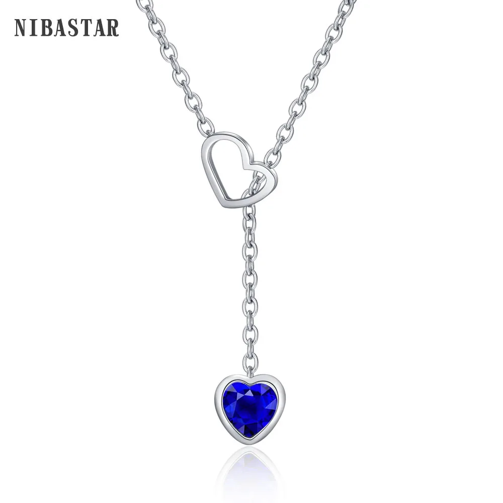 Staininless Steel Heart of Ocean blue heart love forever pendant Necklace for Girl Kids Women