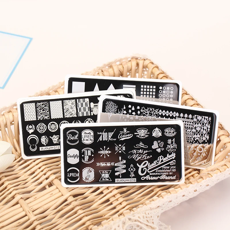 6*12Cm Zjoy Valentine Stamper Móng Bản Mẫu Tình Yêu Nhện Dây Leo Trái Tim In Stencil Da Rắn Đơn Giản Tự Làm Móng Tay stamper 01 Kìm-60