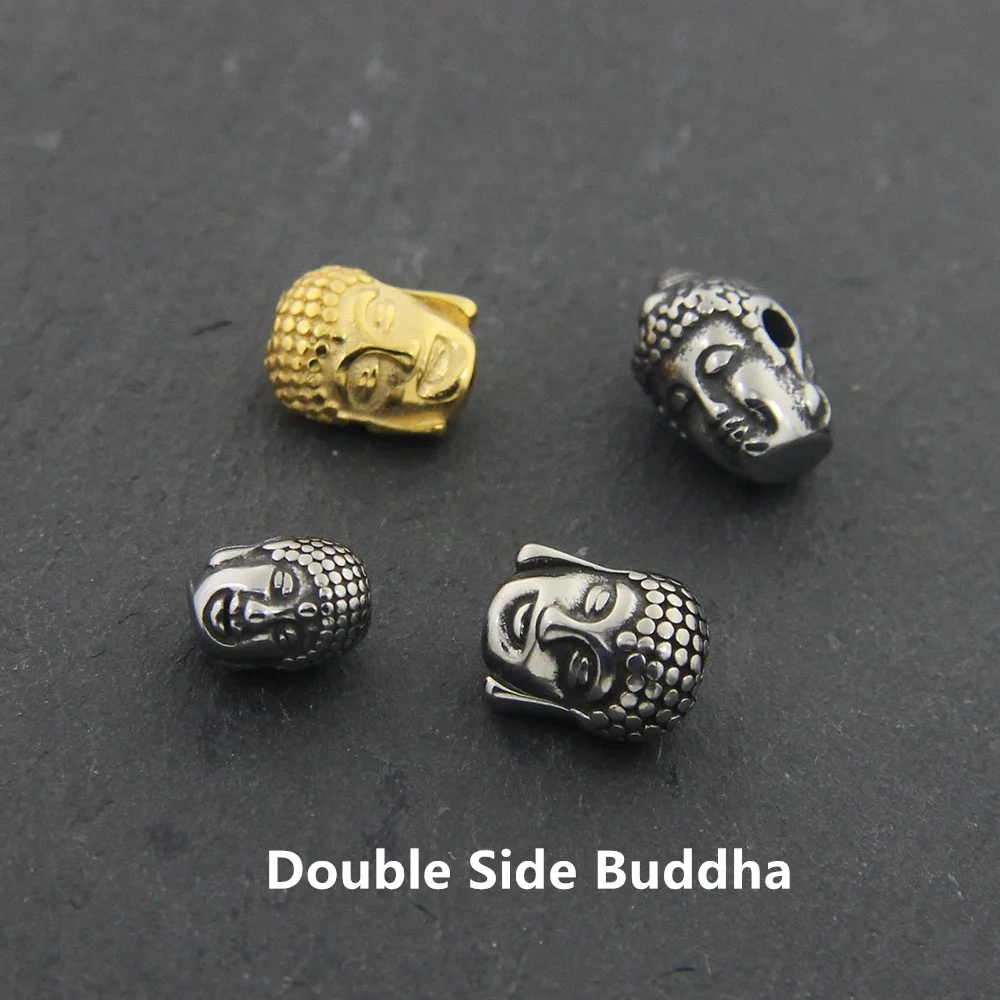 Small Hole Never Fade Stainless Steel Buddha Head Beads Charms For Bracelet DIY Distance Jewelry Making Wholesales