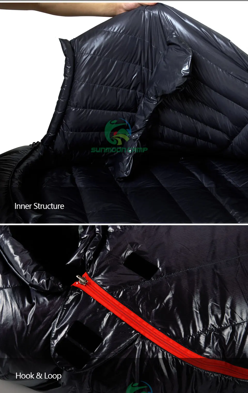Winterwarmer, isolierter, 95 % weißer Gänsedaunenschlafsack für Erwachsene mit Kompressionssack 850FP für Rucksackreisen, Camping, Wandern – Detail 11