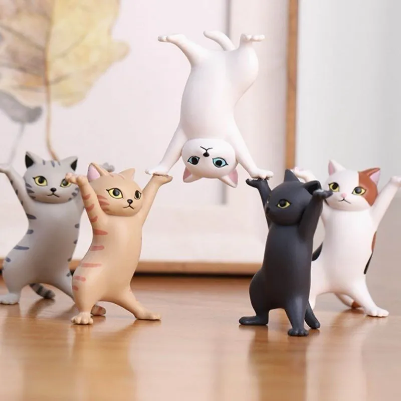 Animal Figure Dancing Cat Earphone Stand For AirPods Headset Bluetoot INS Penholder Desktop Display Stand Cute home Decoration