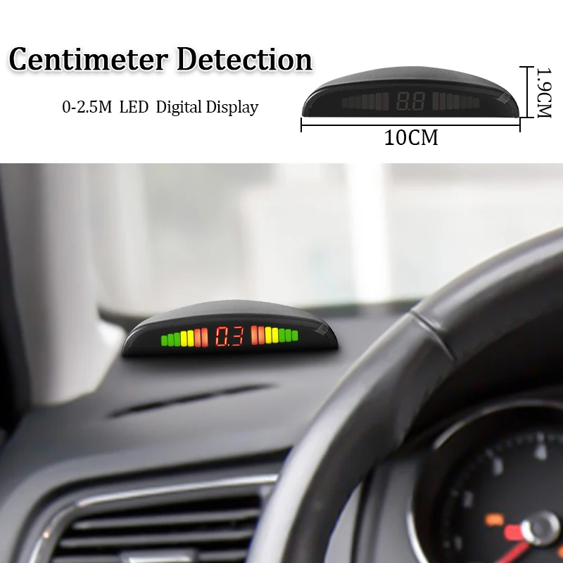 Hippcron Car LED Parking Sensor Kit 4 Sensors 22mm Backlight Display Reverse Backup Radar Monitor System 12V 4 Colors