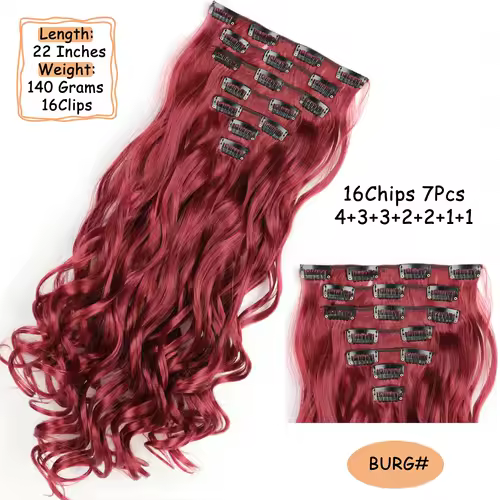 NICESY 16Clips Synthetic 24Inch Long Curly Hair Hairpiece Heat Resistant Hair Extension Clips In Ombre Black Brown Blond Women - Image 15