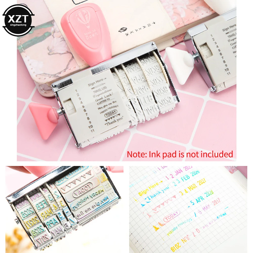 Sáng Tạo Rolller Ngày Cao Su Tem Tiếng Anh Lời Chào DIY Thêu Sò Lập Kế Hoạch Nhật Ký Học Tập 2014-2025