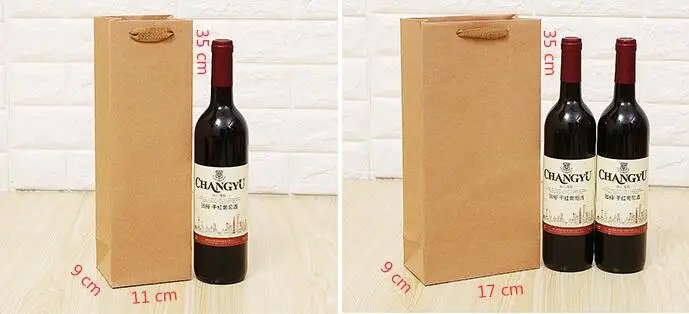 

Single and double red wine portable paper bag kraft paper environmental wine gift bag