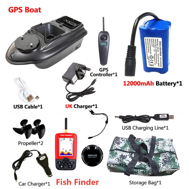 GPS Aasboot 500M 3KG Laadvermogen 40 stuks GPS Puntvisserij Aasboot 2 Bakken GPS Autonavigatie LCD Scherm Viszoeker Nestboot