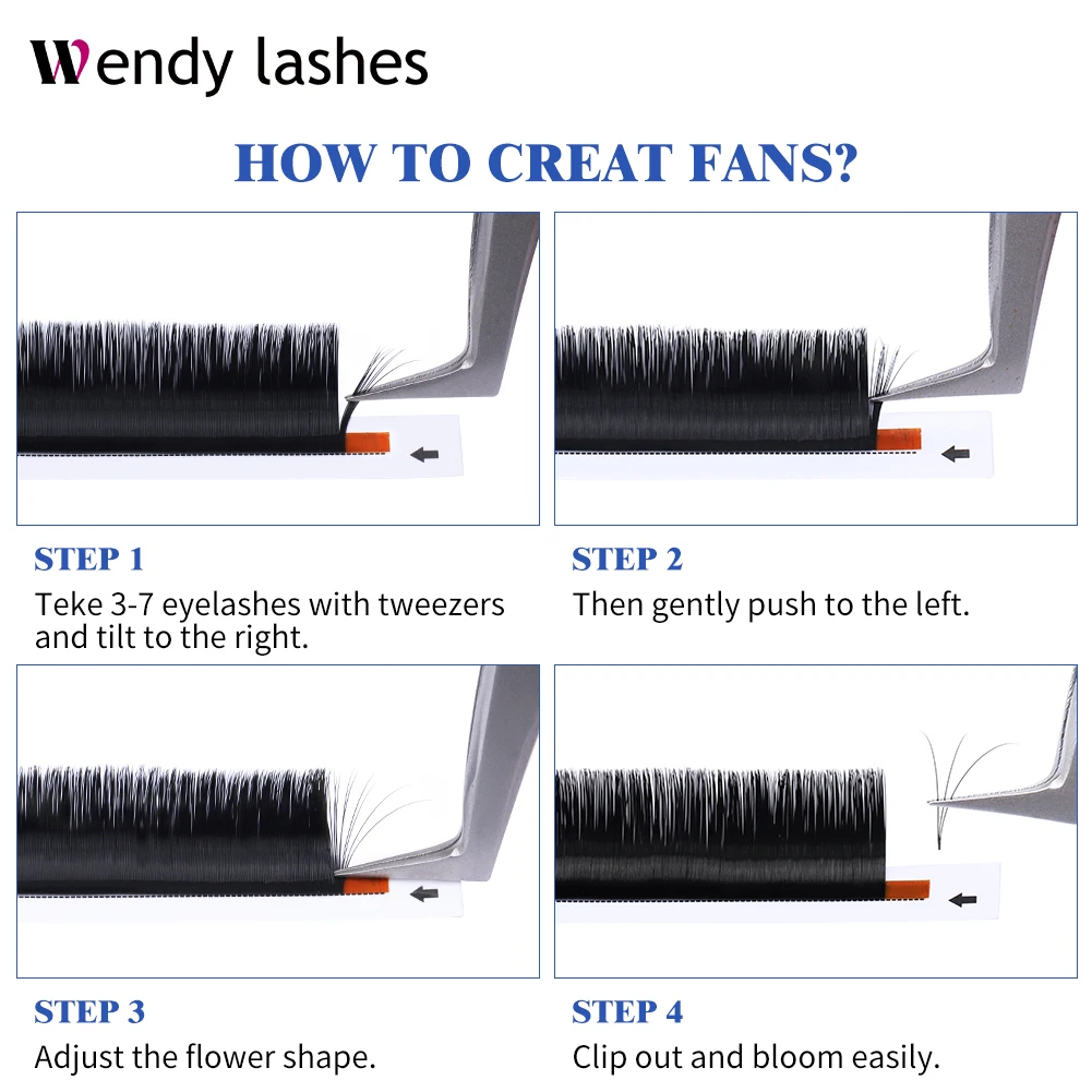 5/10 PCS Easy Fanning Lashes Russion Volume Mega Eyelashes Extension Auto Flowering Rapid Blooming Fans lashes Fast Delivery