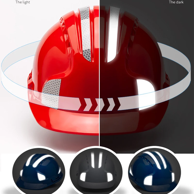 Three Ribs Reflective Helmet ABS Hard Hat Construction Engineer Working Protective Helmet Free Print Logo Five Colors in Stock