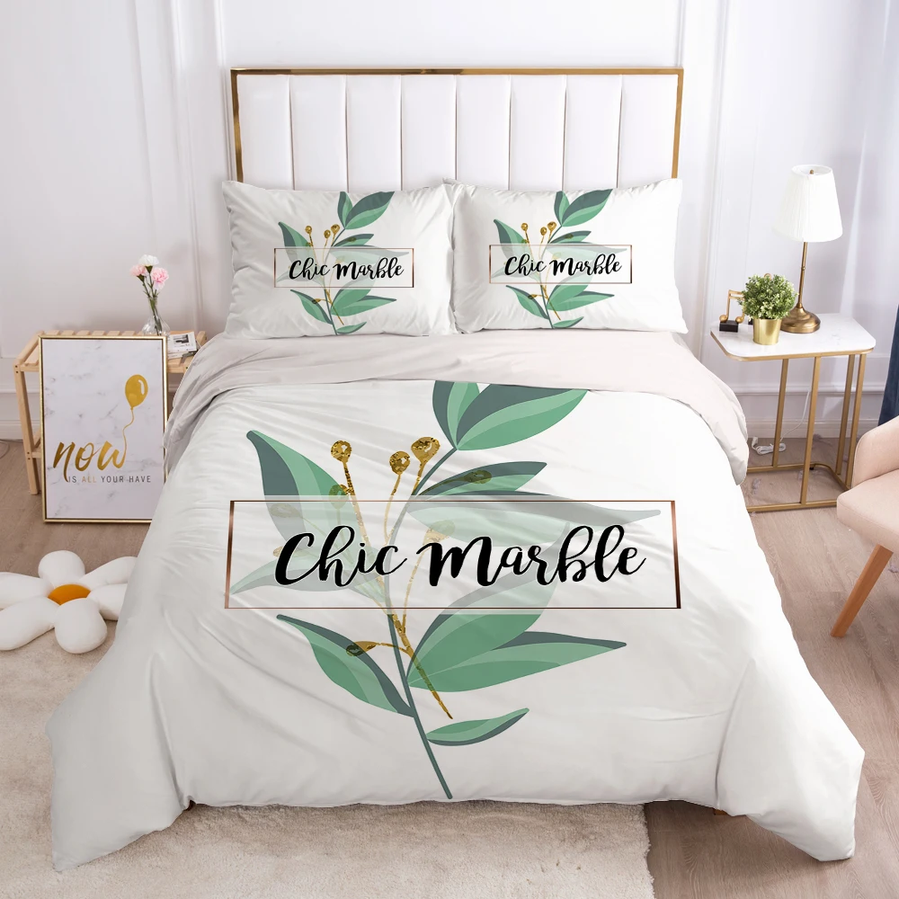 2/3pcs Duvet cover set pillow case Bedding set Queen King Euro Bed linens 220x240 140x200 240x260 Bed set Eastey nordic leaf