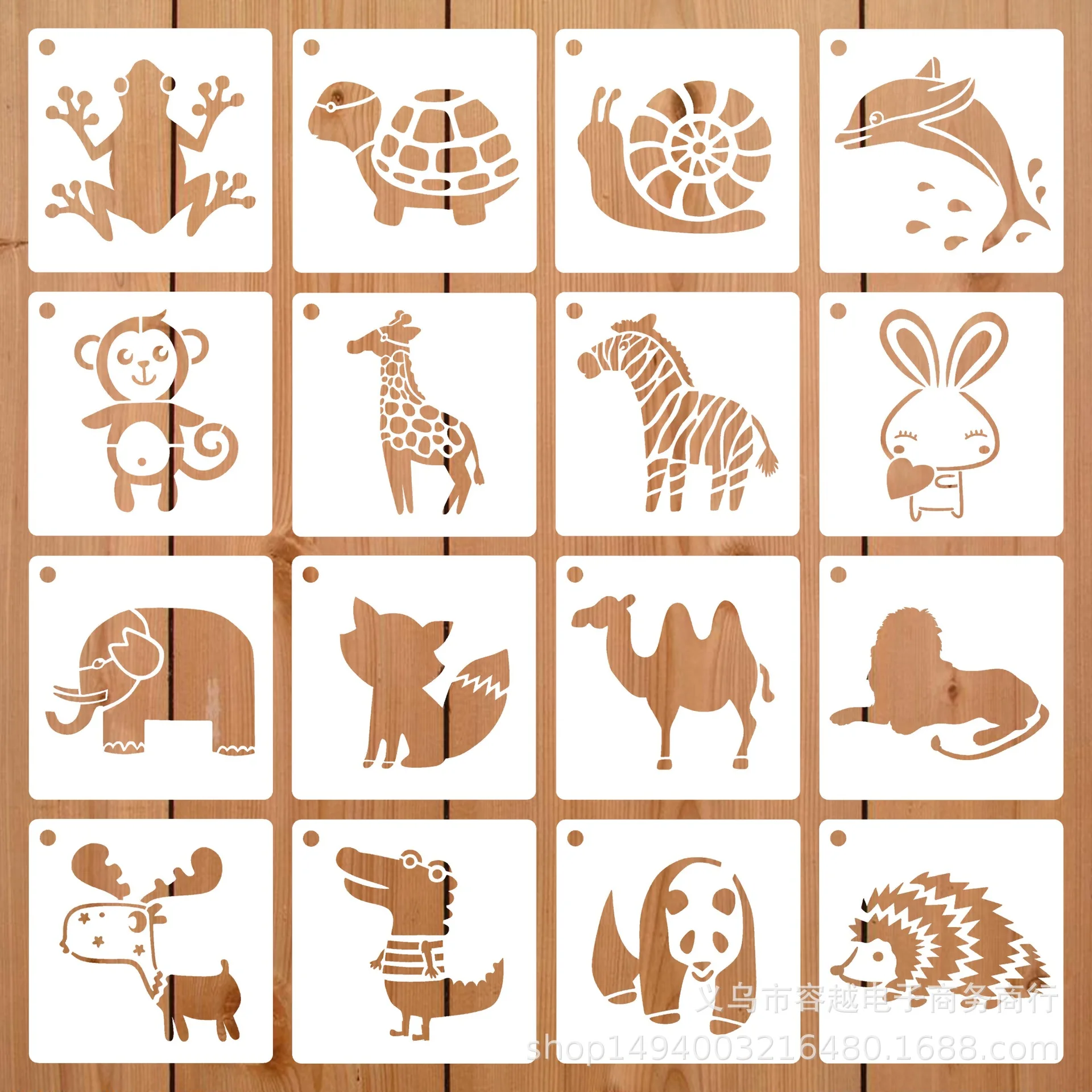 

16Pcs/Set 13cm Zoo Animals Elephant Lion DIY Layering Stencils Wall Painting Scrapbook Coloring Embossing Album Decor Template