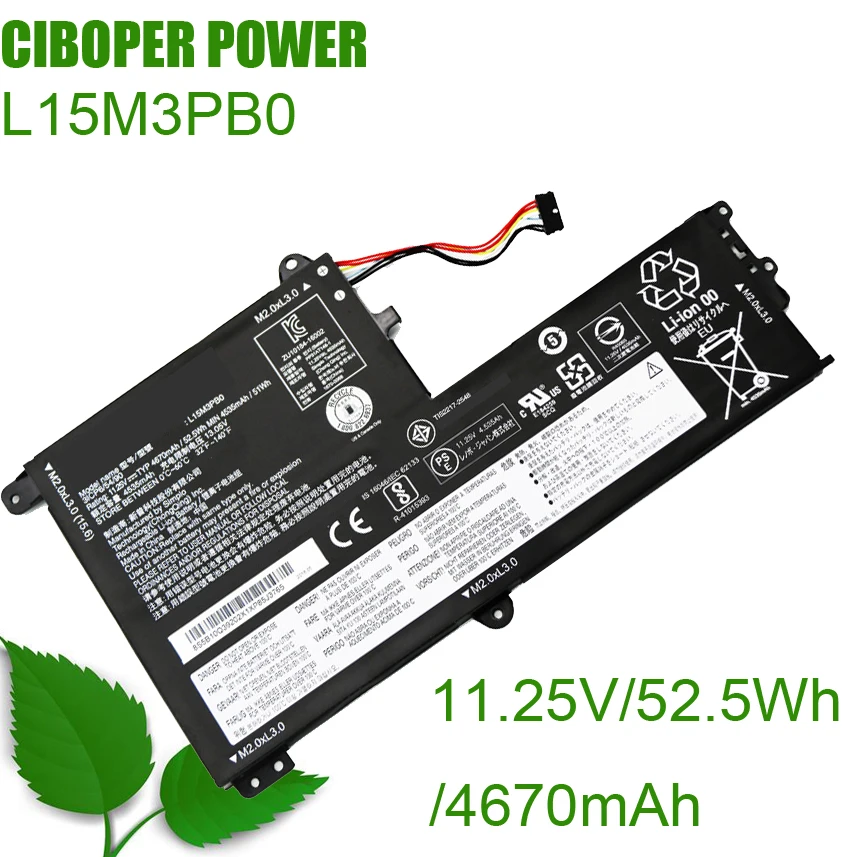 CP Genuine Laptop Battery L15M3PB0 L15L3PB0 11.25V/52.5Wh For 7000 Seres 320S-14IKB Flex 4 1470 1570 1480 Yoga 510-14isk Series