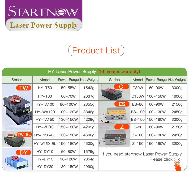 Startnow-máquina de corte a laser co2, fonte de alimentação, 110/220v, psu, peças sobressalentes, para 130w, 150w, tubo laser co2