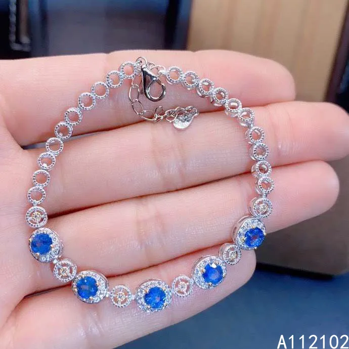 KJJEAXCMY fine jewelry S925 sterling silver inlaid natural star sapphire Girl vintage hand Bracelet Support test Chinese style