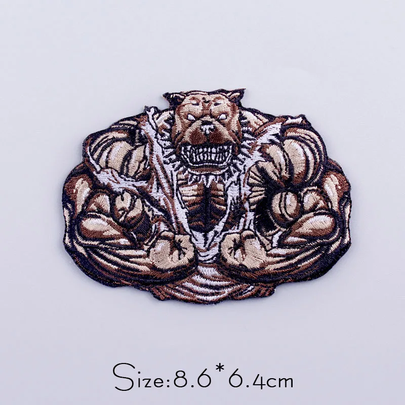 Parche bordado de oso/tiburón, bordado de calavera Punk, parches para ropa, planchar en la ropa, rayas, coser, apliques, insignia