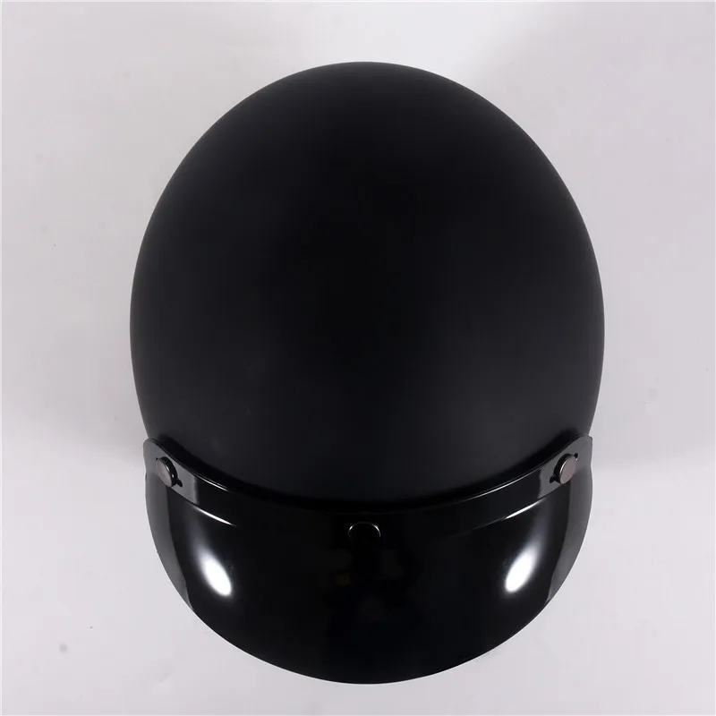 ECE Matte Black Vintage Open Face Half  Helmets Motorcycle Motorbike Vespa Approved With Inner Lens Dot