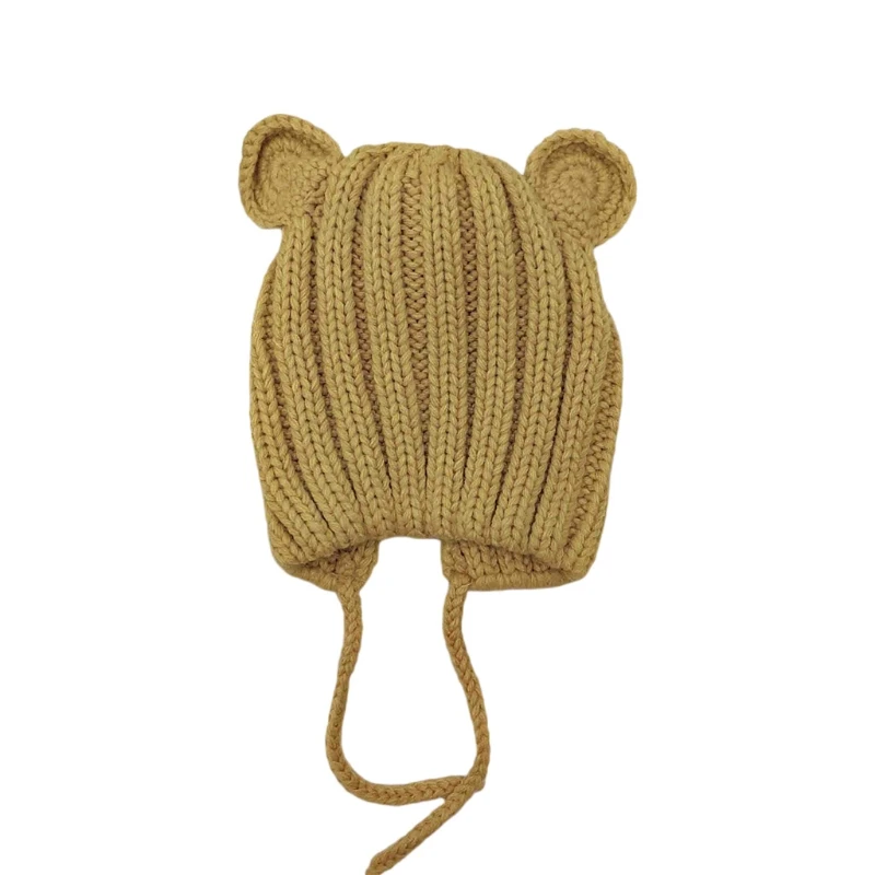 

2024 New Autumn Winter Warm Baby Newborn Cute Beanie Cap Ear Protection Solid Color Hat