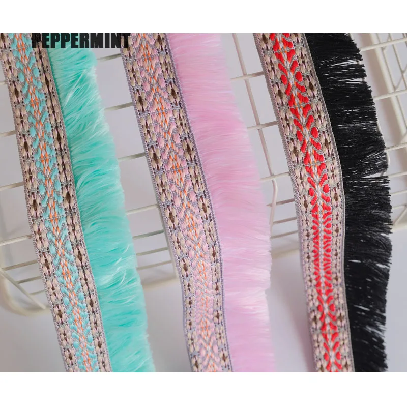 1yard 50mm Embroidery Tassel Ethnic Fringe Lace Trim Trimming Ribbon Sewing Latin Dress Stage Garment Curtain Decorative