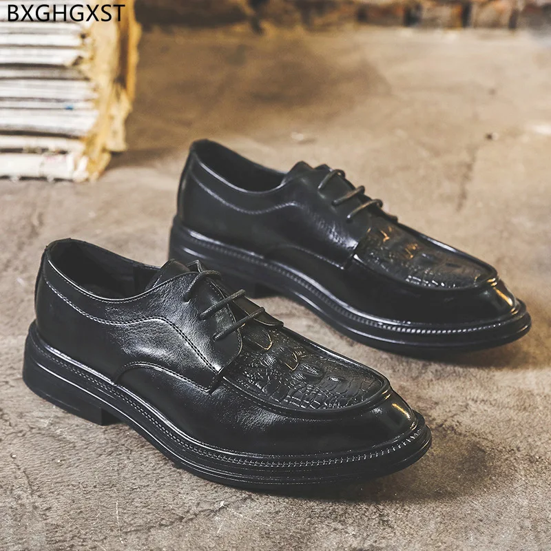 

Мужские классические туфли, черные кожаные туфли, мужские формальные крокодиловые туфли для мужчин, коричневые офисные туфли с острым носком, 2024