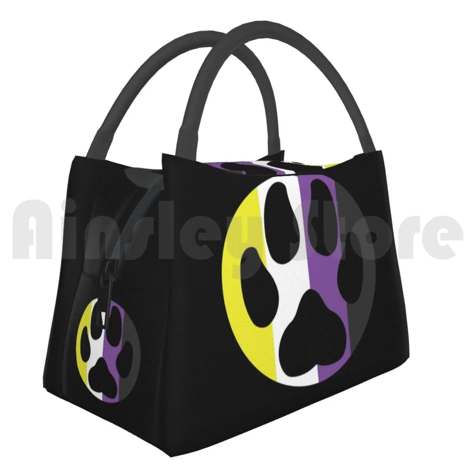 

Cooler Lunch Bag Picnic Bag Paw In A Circle-Pride ( Non-Binary ) Furry Fursona Dog Wolf Animals Pets Paw Pawprint