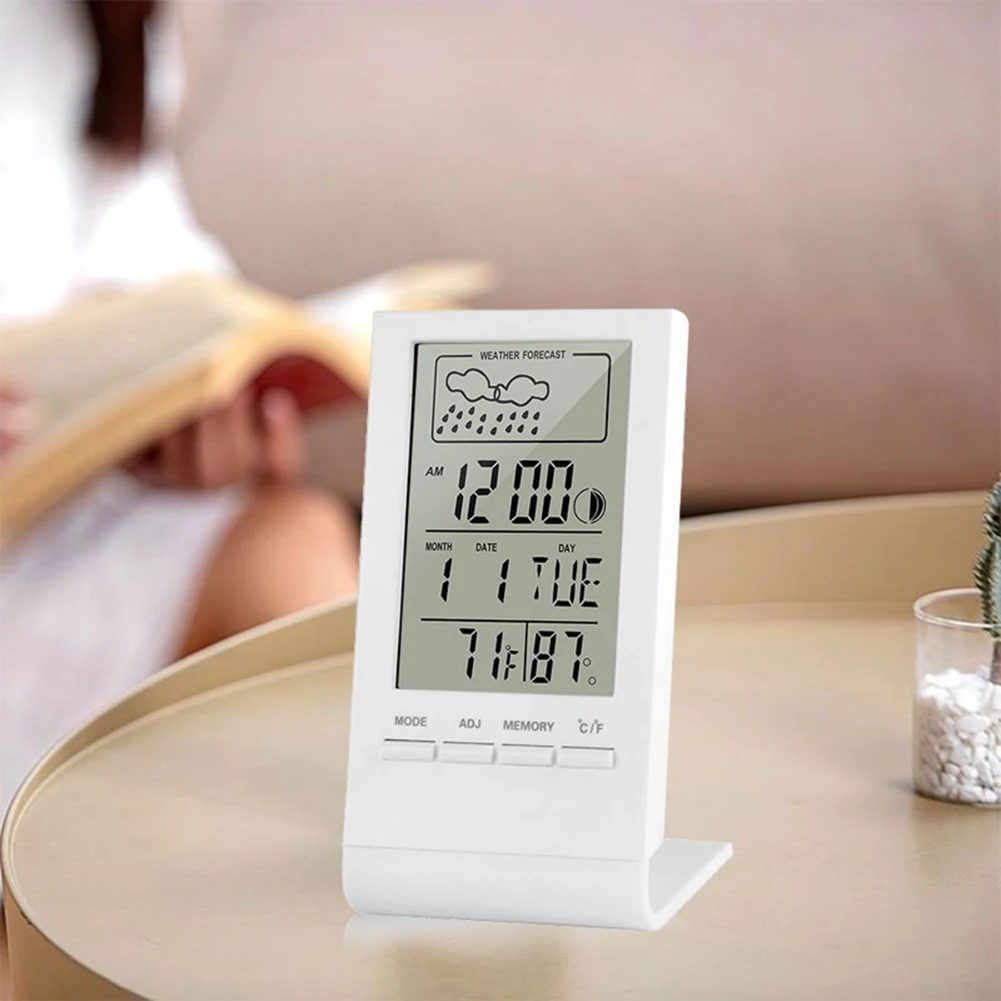 Mini Digital Indoor Thermometer and Hygrometer Humidity Meter Gauge Clock Weather Station Forecast Max Min Value CX-220 ﻿