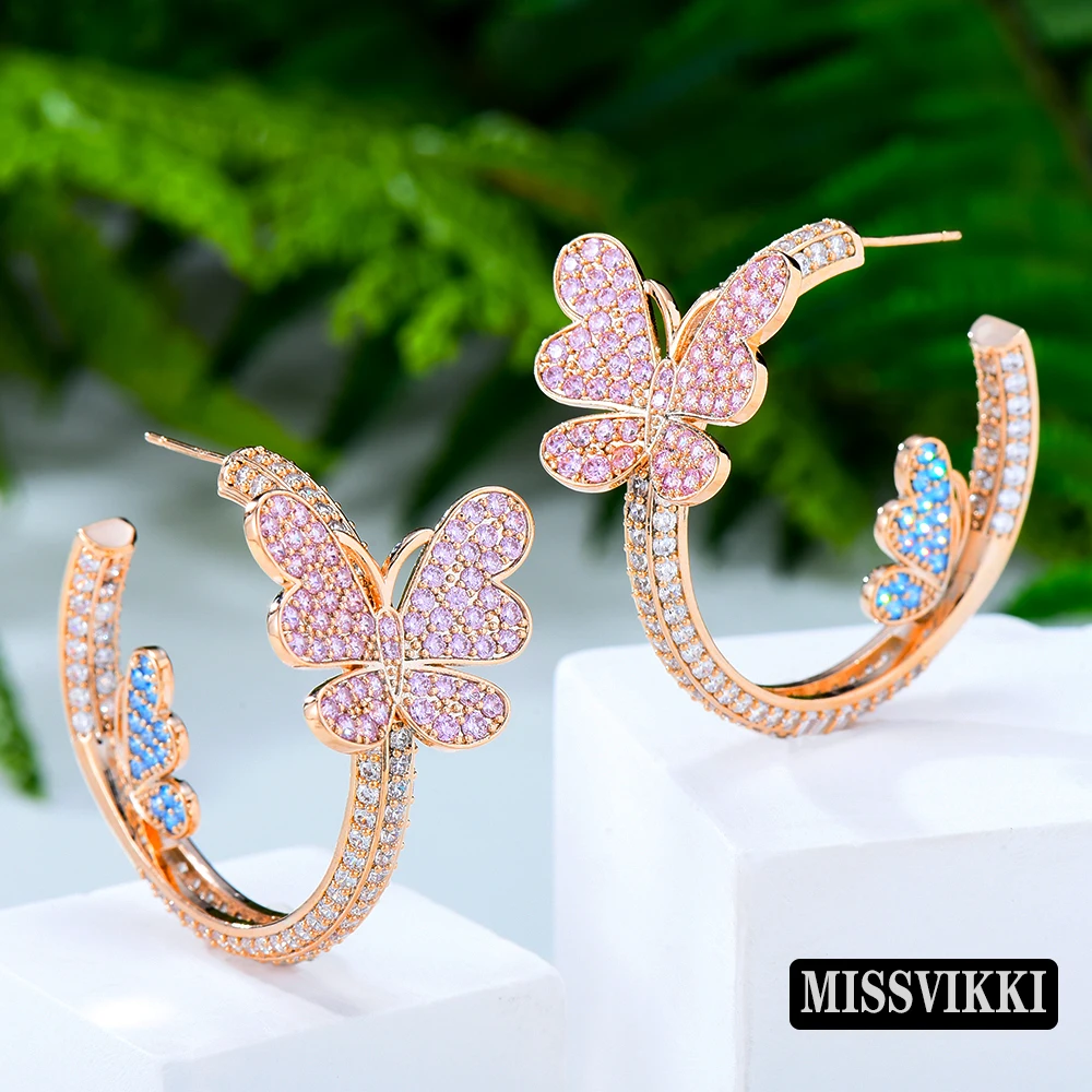 

Missvikki серьги 2024 тренд Butterfly Earrings For Women Girl Daily Fashion Gift Bridal Wedding Trendy Jewelry серьги 2021 тренд