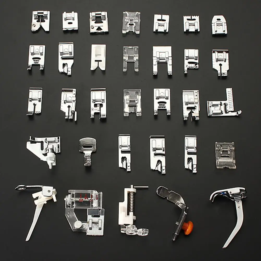 32pcs Mini Domestic Sewing Machine Presser Foot Feet Braiding Blind Stitch Darning Set for Brother Singer Janome Presser Feet