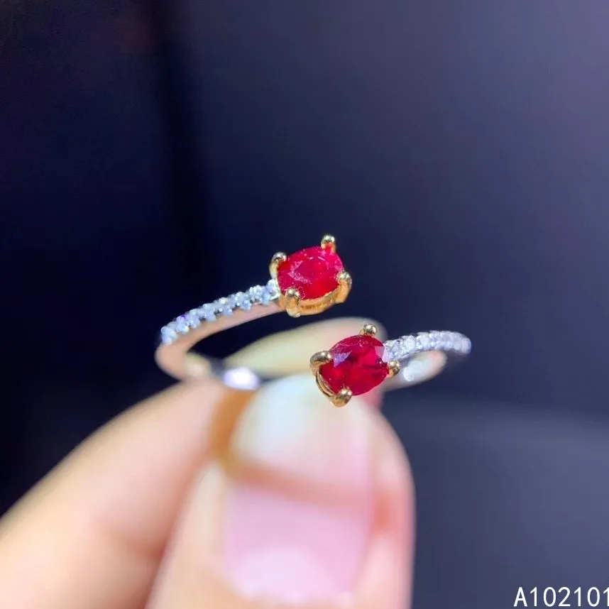 

KJJEAXCMY fine jewelry S925 sterling silver inlaid natural ruby new girl popular adjustable ring support test Chinese style