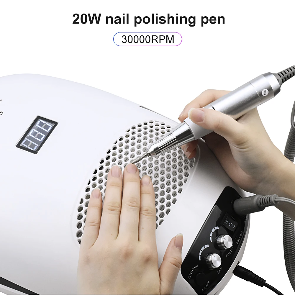 140W Nail Lamp Droger 3 In 1 Nagel drooglamp LED UV-lamp nagel Stofzuiger Nagelmanicure LED-lamp voor nagels Multifunctionee Elektrische Nail Boor Machine Met Nail Stofafzuiging Collector Stofzuiger Nail art Apparatuur