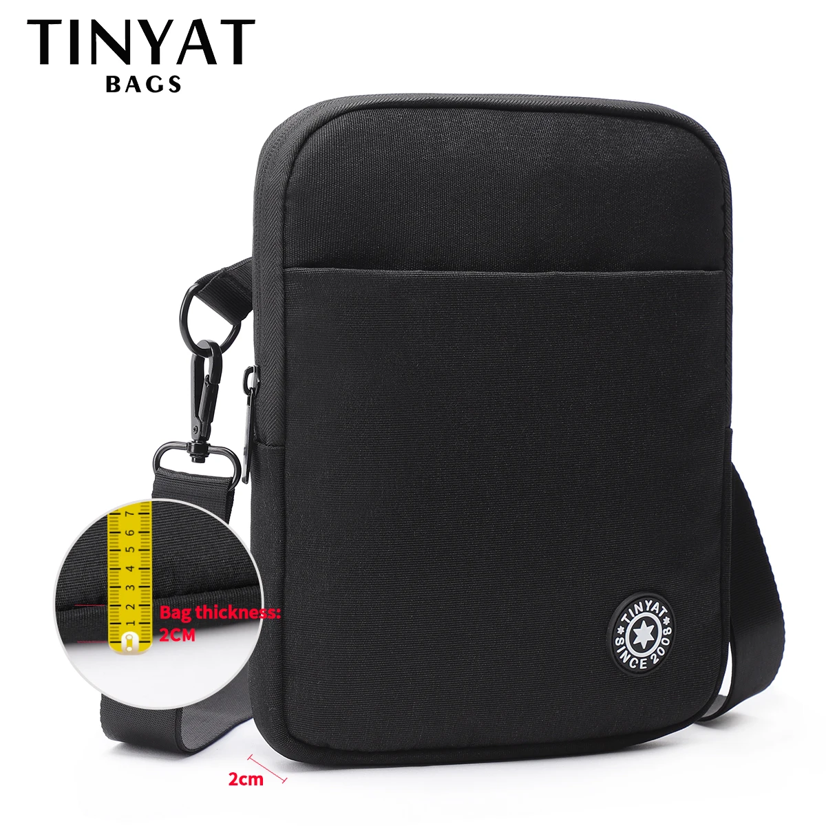 TINYTA Men's bags Men Shoulder Bags for 9.7 inch iPad Light Waterproof Casual crossbody bag Black Canvas Messenger bag shoulder