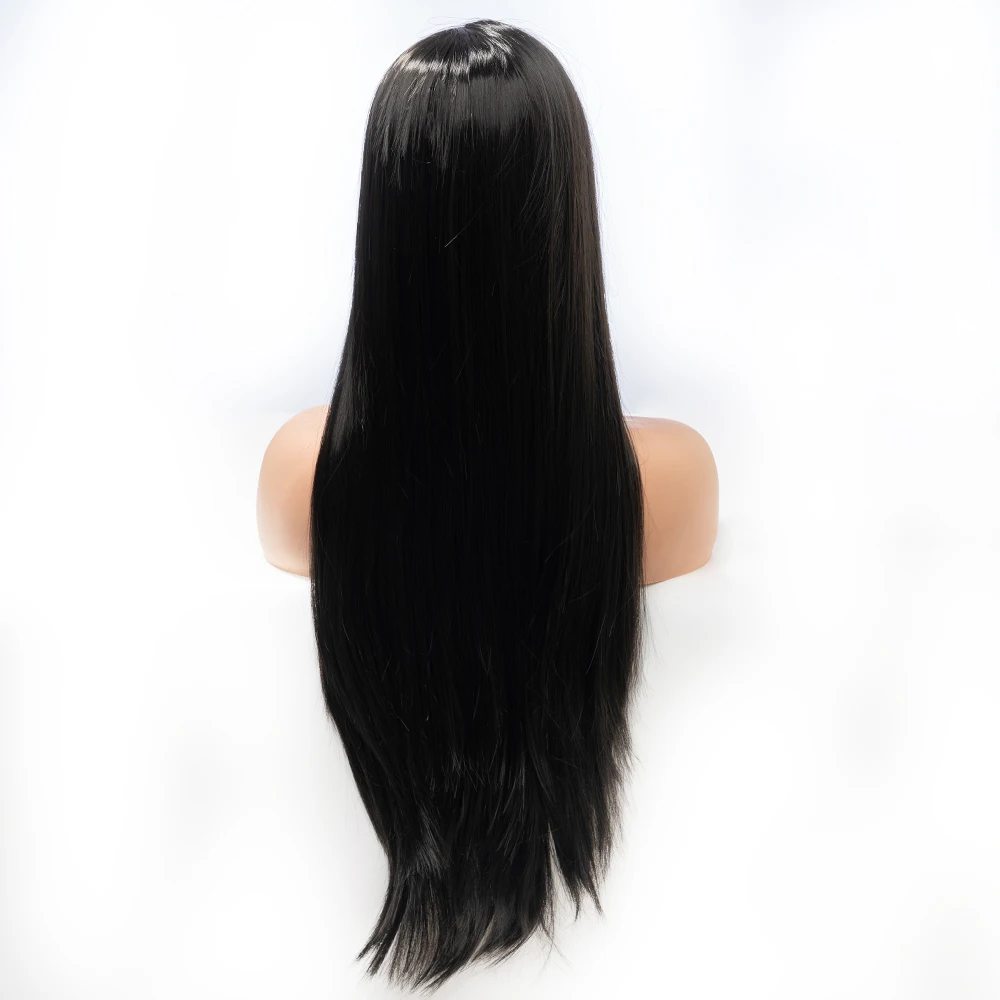 

Ladies black women heat-resistant synthetic hair machine with long straight hair with wig 28 inches cosplay