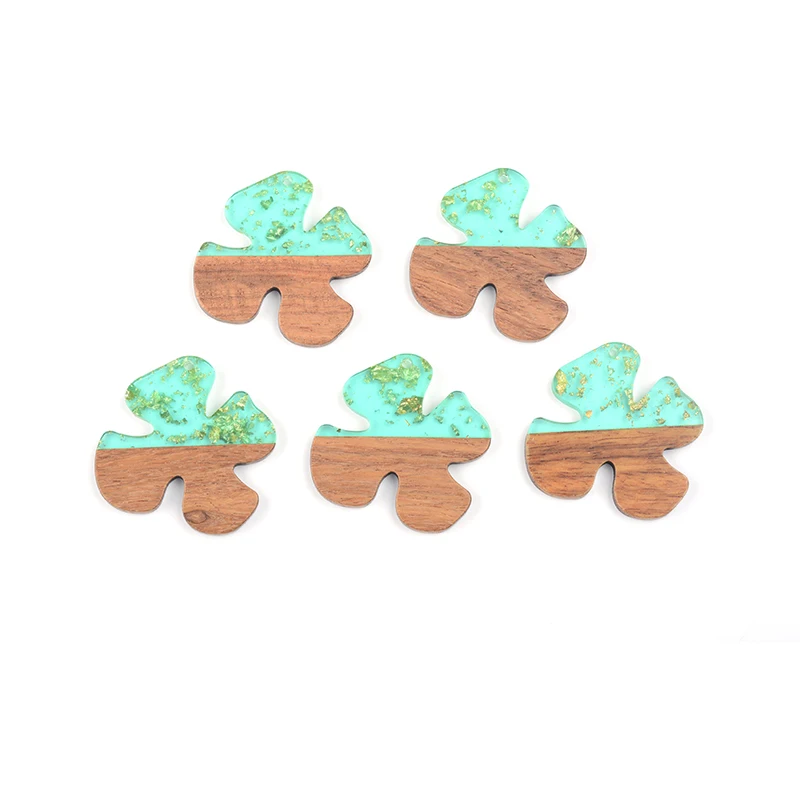 10PC Four Leaf Clover Earrings Accessories Natural Wood Resin Splicing Hand Made DIY Making Charms Jewelry Findings & Components