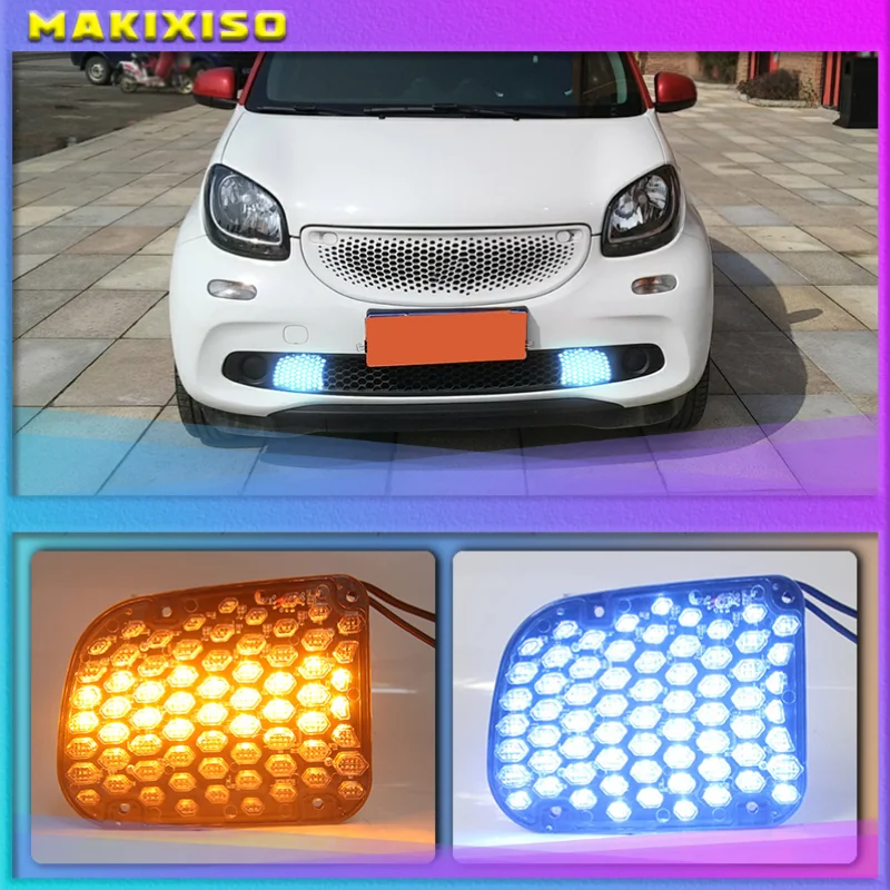 2PCS LED DRL Daytime Running Lights Daylight Signal Lamp Driving Light For Mercedes Benz Smart Fortwo 2016-2019