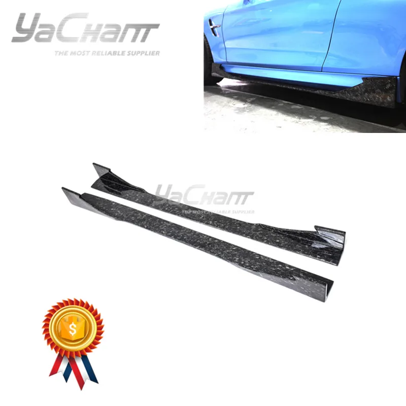 

Carbon Fiber Forged Carbon Weave Side Skirt Fit For 2014-2019 F82 F83 M4 MAD Type 1 Style Side Skirt Underboard Extension