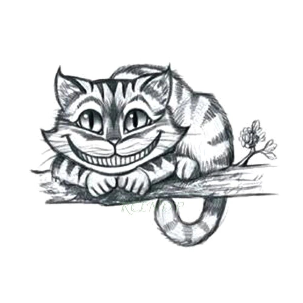 Waterproof Temporary Tattoo Sticker Alice In Wonderland Cheshire cat laughing cute fake tatto flash tatoo for girls women men