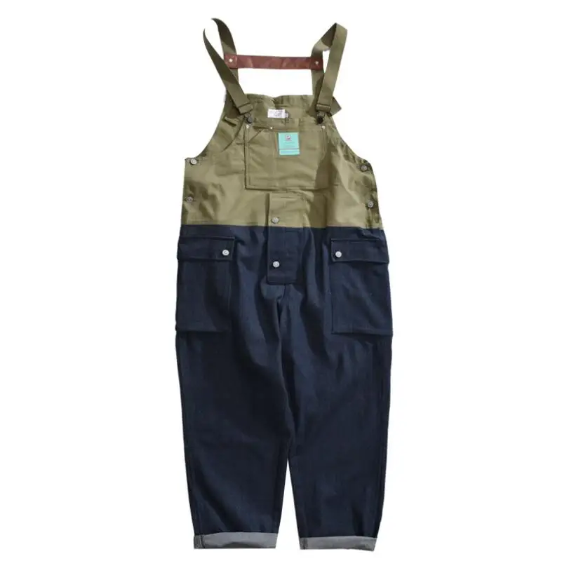 

2020 Patchwork Denim Rompers Mens Jumpsuit Cargo Jean Overalls One piece Suits Romper Loose Overalls Man Suspender Pants w1002