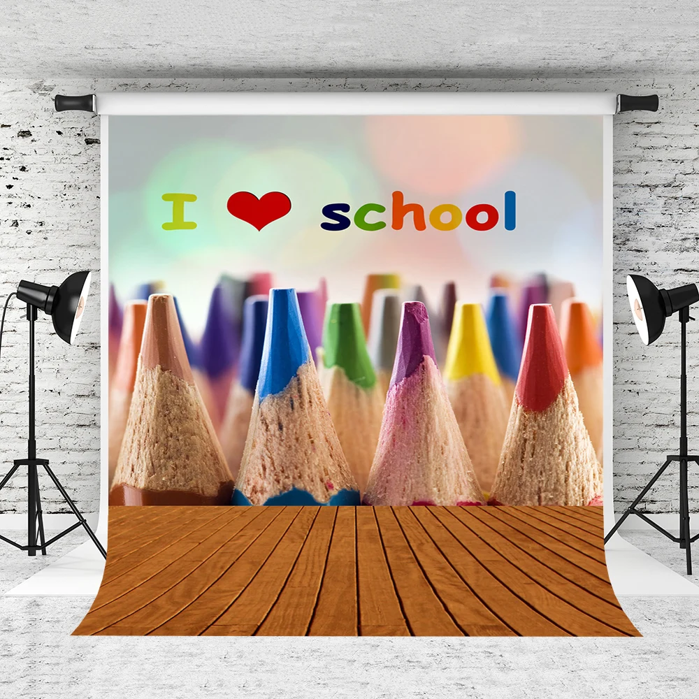 

VinylBDS Back To School Photobooth Backdrop Pencil Photography Backdrops For Baby Photography Microfiber Wooden Floor Backdrop