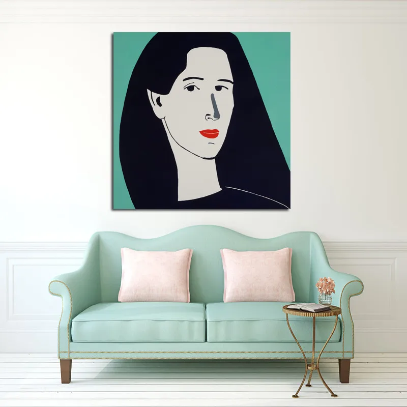 Alex Katz Woman With Long Black Hair Canvas Painting Print Living Room Home Decor Modern Wall Art Oil Painting Posters Pictures