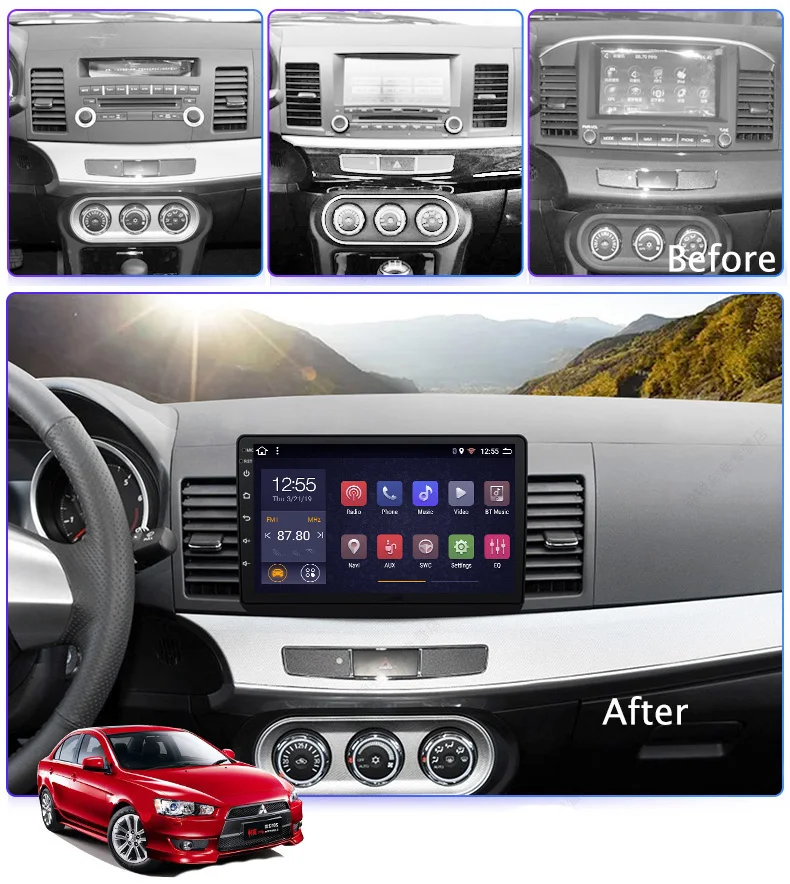 10.1” Android 8.1 Car Stereo Non Dvd GPS Head Unit For Mitsubishi Lancer 2010-2018 Autoradio Multimedia Player Audio