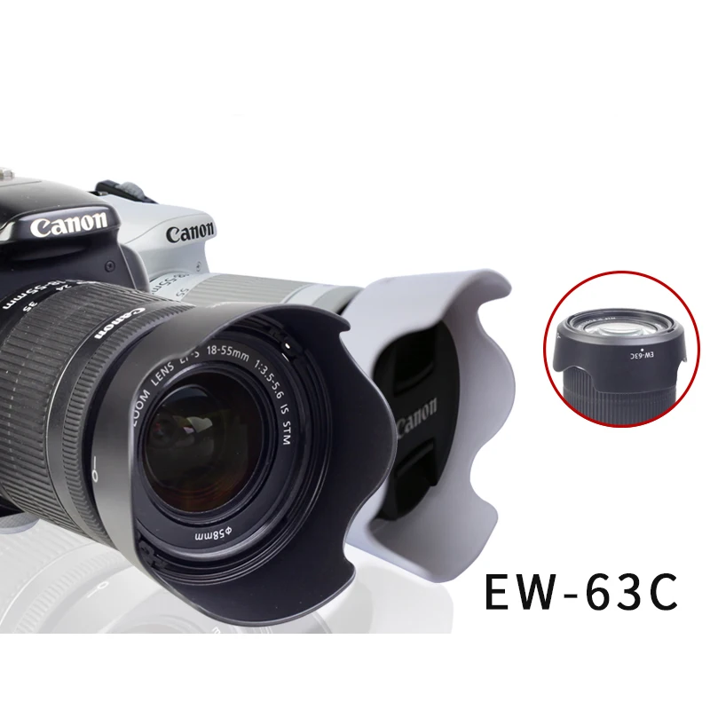 

EW-63C Canon 18-55 STM hood Lens Accessories EOS 700D 750D 760D 800D100D 200D DSLR Camera 58MM Black and White Reversible buckle